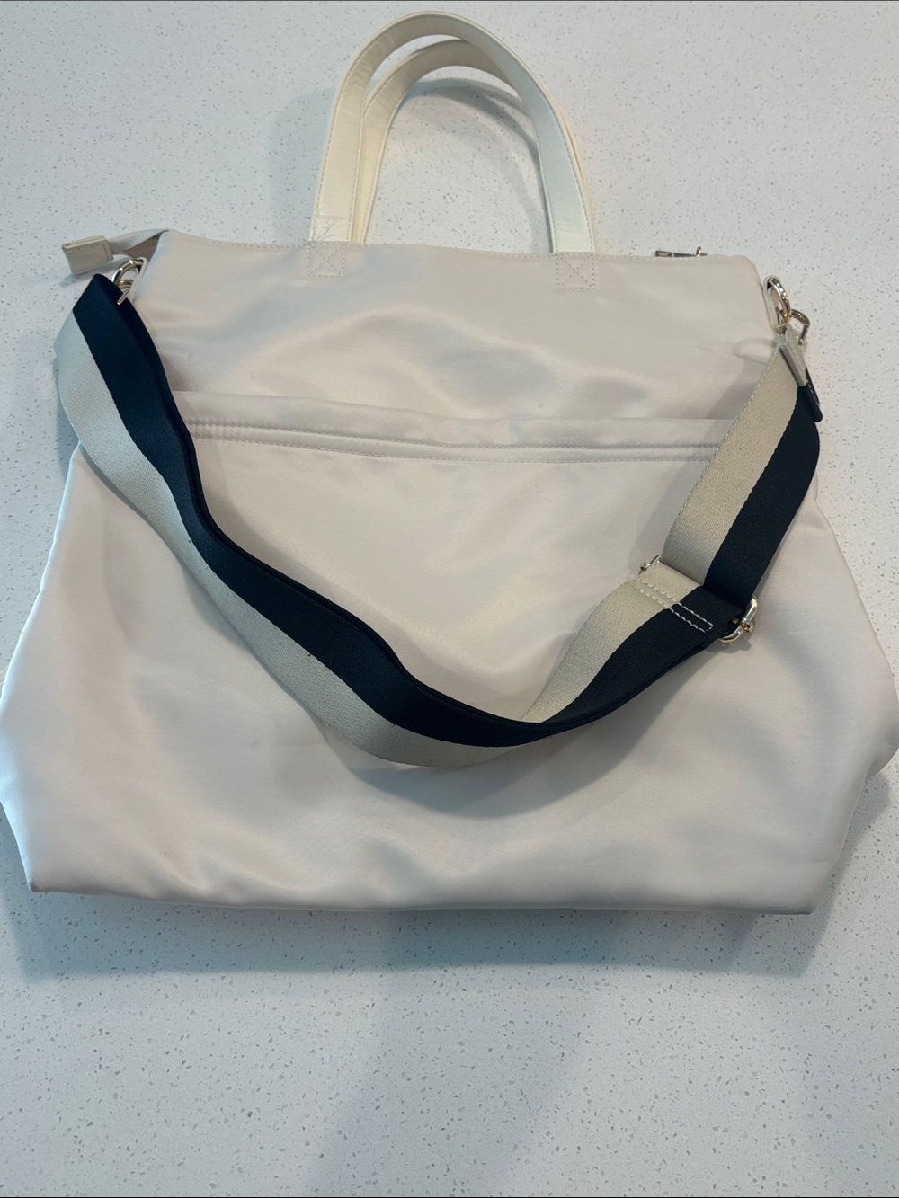 Ahdorned Cream Vegan Leather Travel Tote Weekender Bag with Strap
